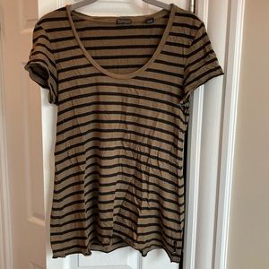 Brown and black striped cap sleeve tee